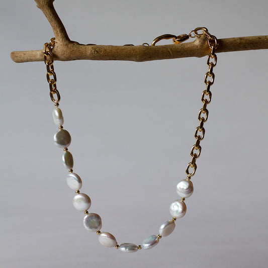 Collar de Perlas cultivadas planas tipo monedas